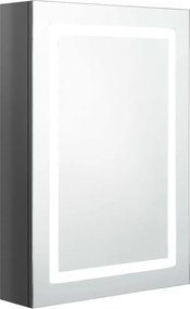 vidaXL Dulap de baie cu oglindă și LED, gri strălucitor, 50x13x70 cm