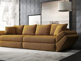 Canapea extensibilă dumonde cu ladă de depozitare si sezut confortabil din spuma high-density, Loana Zoom Mustar 300x100 cm
