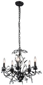 Candelabru Forest, 60x60x48 cm, 5*e14, 40 w, metal/Cristal, negru