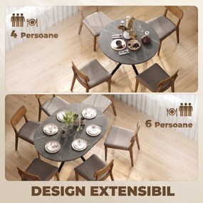 HOMCOM Masă de Sufragerie Extensibilă pentru 4-6 Persoane cu Picior în Formă de X, Negru | Aosom Romania