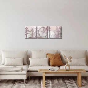 Tablou cu pădure (cu ceas) (90x30 cm)