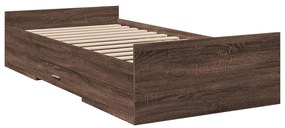 3280334 vidaXL Cadru de pat cu sertare, stejar maro, 100x200 cm lemn prelucrat