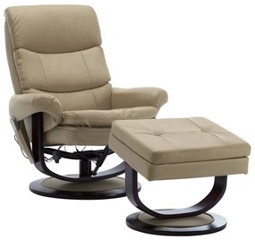 289899 vidaXL Fotoliu masaj rabatabil cappuccino piele ecologică&lemn curbat