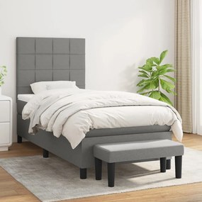 vidaXL Pat box spring cu saltea, gri închis, 80x200 cm, textil