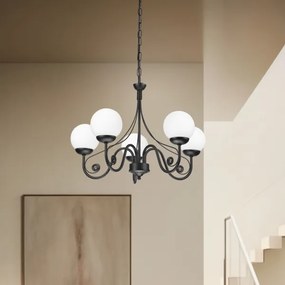 Lustră pe lanț Brilagi COTTAGE 5xG9/40W/230V negru/alb