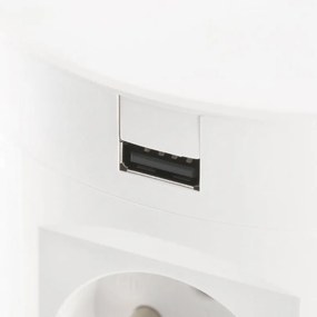 Priza incorporabila in blat Comfort Plus GTV, incarcator wireless 5W, 4 prize Schuko, 2 x USB A, 2 x RJ45, alb, D: 120 mm Aluminiu  plastic, Alb,