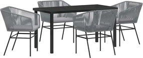 vidaXL Set de masă pentru grădină 5 pcs Gri Oțel vopsit electrostatic