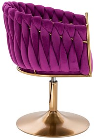 HR750N Scaun Fucsia din Catifea cu Bază Aurie