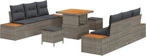 vidaXL Set de canapele pentru grădină 9 pcs Gri poliratan