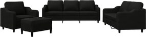 vidaXL Set de canapele cu perne, 4 piese, negru, textil