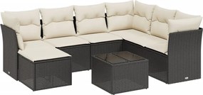 vidaXL Set mobilier de grădină cu perne, 8 piese, negru, poliratan