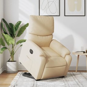vidaXL Fotoliu electric rabatabil cu ridicare, crem, textil