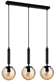 ITALUX PND-2324-3L BK+AMB - Lustră pe cablu RAVENA 3xE27/10W/230V negru