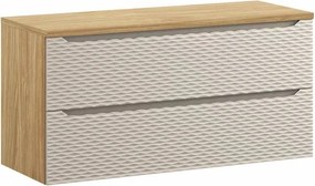 Set dulap baza suspendat 120 cm cu blat Comad Ocean bej si stejar uleiat