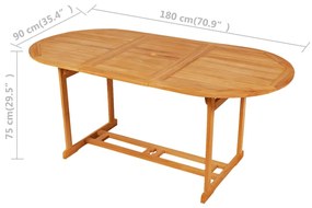 Set mobilier de gradina cu perne, 7 piese, lemn masiv de tec Crem, Oval, 7