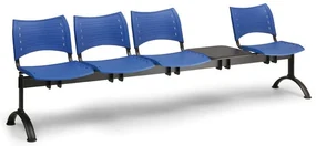Bancă plastic VISIO, 4 locuri + masă - picioare negre, albastru