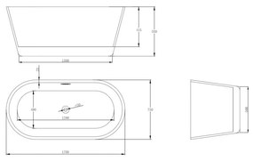 Set cada freestanding ovala, vas wc rimless cu capac soft close, rezervor incastrat si clapeta alb lucios