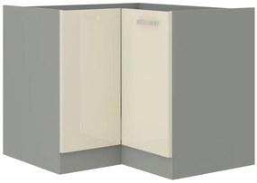 Dulap inferior de colț de bucătărie Kelyn 89 x 89 DN 1F BB (crem lucios + gri). 1032747