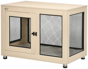 PawHut Cușcă pentru câini pe suport cu pernă detașabilă din oțel negru și aspect de lemn - 94 x 60 x 71,5 cm, culoare fag natural | Aosom Romania