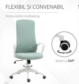 Vinsetto Scaun de birou ergonomic, cu înălțime ajustabilă și balans, 62x56x110-119,5 cm, verde | Aosom Romania
