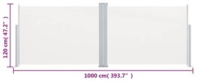 Copertina laterala retractabila, crem, 120 x 1000 cm Crem, 120 x 1000 cm