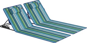 Outsunny Set de 2 șezlonguri pliabile cu spătar reglabil, ușoare, cu pernă și buzunar de depozitare | Aosom Romania