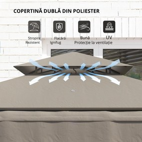Outsunny Pavilion de grătar 242x149x248 cm rezistent la apă ignifug pavilion de grădină cu acoperiș cu dublu strat Gri | Aosom Romania