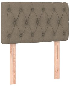 Pat box spring cu saltea, gri taupe, 80x200 cm, textil Gri taupe, 80 x 200 cm, Design cu nasturi