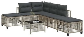 vidaXL Set mobilier colțar grădină perne 3 piese gri deschis poliratan