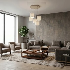 Lustră suspendată pe cablu ARDEN 5xE27/15W/230V diam. 44 cm, bej