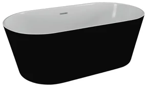Cada de baie ovala freestanding Spatio Zoe, acril, negru mat, 160 x 80 cm