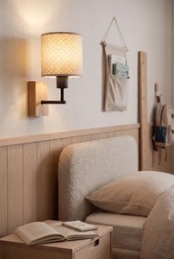 Brilagi - Lampă de perete BOBO WOOD 1xE27/25W/230V stejar/negru/bej/cu buline