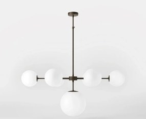 Candelabru din alama cu sfere albe din sticla Musa