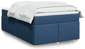 vidaXL Pat box spring cu saltea, albastru, 120x200 cm, textil
