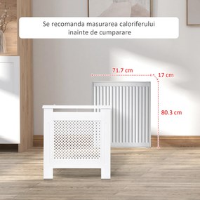 HOMCOM Carcasă Modernă pentru Calorifer din MDF Tip Grilă, 78x82x19 cm, Alb | Aosom Romania