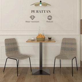 HOMCOM Set din 2 Scaune de Sufragerie, Scaune de Bucătărie, Stil Boem cu Spătar Jos, Picioare din Oțel, 48x55x85 cm, Galben | Aosom Romania