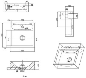 Chiuvetă mică pentru WC neagră din piatră 30x30 cm Blok – Sapho