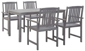 45940 vidaXL Set mobilier de exterior, 5 piese, gri, lemn masiv de acacia