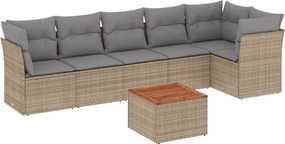 vidaXL Set canapele de grădină, 7 piese, cu perne, bej, poliratan