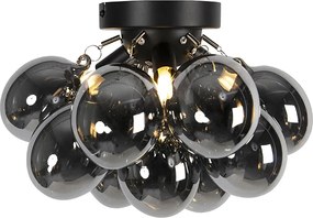 Plafonieră inteligentă neagră cu sticlă fumurie cu 3 lumini, incl. 3 WiFi G9 - Uvas