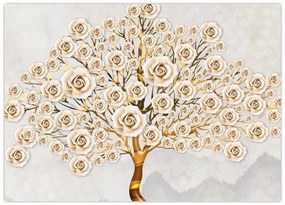 Tablou pe sticlă cu copac cu flori (70x50 cm)