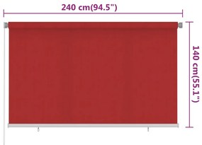 Jaluzea tip rulou de exterior, rosu, 240x140 cm, HDPE 240 x 140 cm