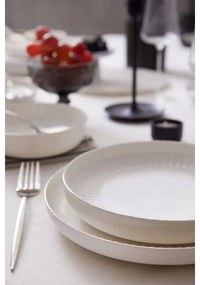 Set de veselă din porțelan, 18 piese, alb/argintiu