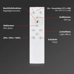 Plafonieră LED RGBW dimabilă Briloner 3709-016 LED/22W/230V alb + telecomandă