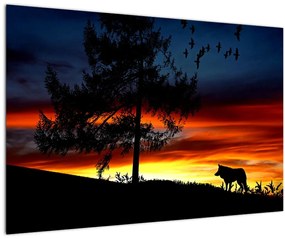 Tablou - Silueta unui lup (90x60 cm)