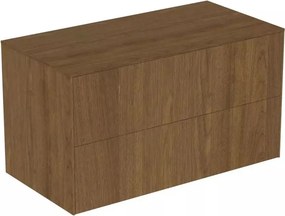 Dulap baza suspendat Ideal Standard Atelier Conca finisaj nuc inchis 2 sertare cu blat 100 cm