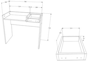 Birou haaus Carp, 1 Sertar, Stejar Sonoma, 85 x 50 x 75 cm