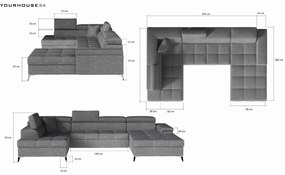 Coltar living extensibil Eduardo – L345 x l202 x h90 cm