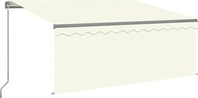 vidaXL Copertină retractabilă manual cu stor, crem, 3,5x2,5 m