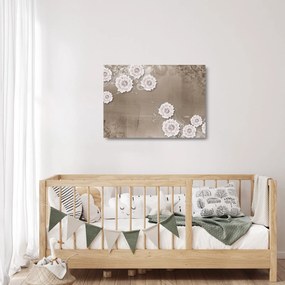Tablou pe sticlă - Draperie cu flori (70x50 cm)